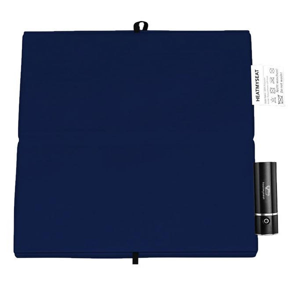 Cordless battery heating pad for outdoor or indoor use in dark blue